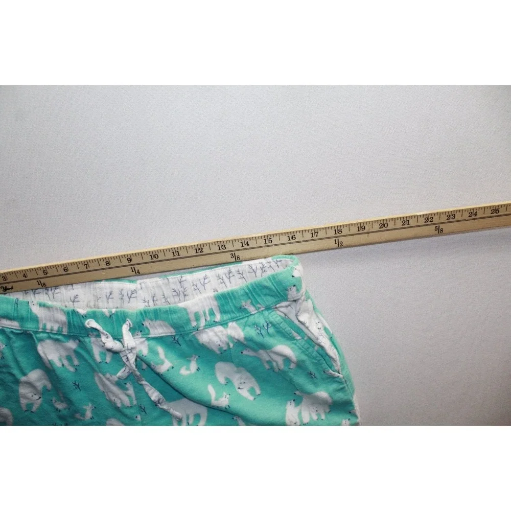 Munki Pajama Pants Womens L Mint Polar Bear Good Bamboo Cotton Snaps
